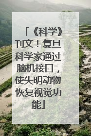 《科学》刊文！复旦科学家通过脑机接口，使失明动物恢复视觉功能