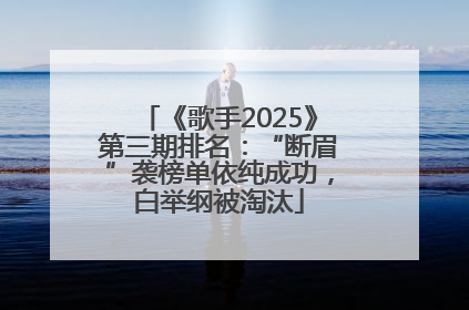 《歌手2025》第三期排名：“断眉”袭榜单依纯成功，白举纲被淘汰