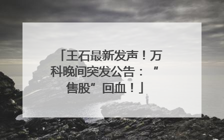 王石最新发声！万科晚间突发公告：“售股”回血！