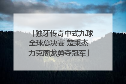 独牙传奇中式九球全球总决赛 楚秉杰力克周龙勇夺冠军