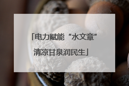 电力赋能“水文章” 清凉甘泉润民生