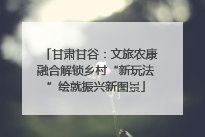 甘肃甘谷：文旅农康融合解锁乡村“新玩法”绘就振兴新图景