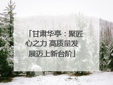 甘肃华亭：聚匠心之力 高质量发展迈上新台阶