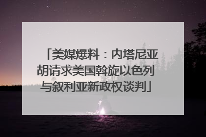 美媒爆料：内塔尼亚胡请求美国斡旋以色列与叙利亚新政权谈判