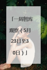 一周智库观察（5月23日至30日）