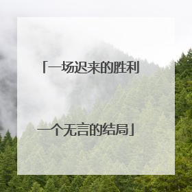 一场迟来的胜利 一个无言的结局