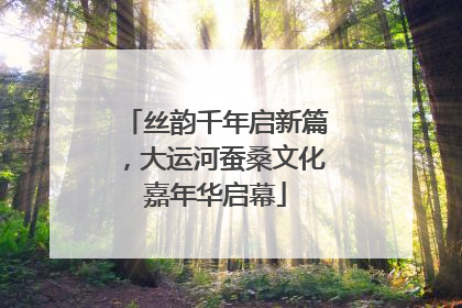 丝韵千年启新篇，大运河蚕桑文化嘉年华启幕