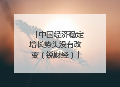 中国经济稳定增长势头没有改变（锐财经）