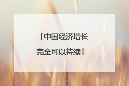 中国经济增长完全可以持续