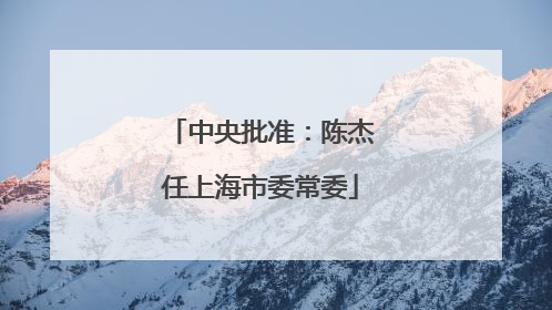 中央批准：陈杰任上海市委常委