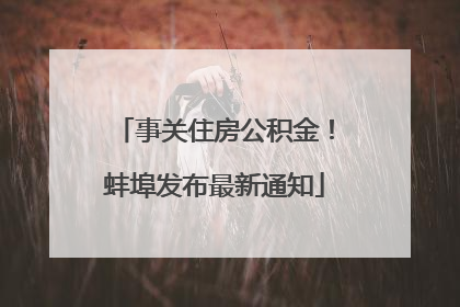 事关住房公积金！蚌埠发布最新通知