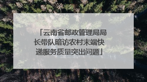 云南省邮政管理局局长带队暗访农村末端快递服务质量突出问题
