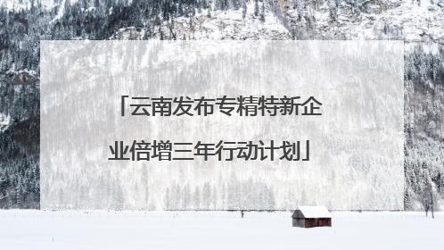 云南发布专精特新企业倍增三年行动计划