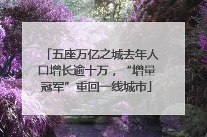 五座万亿之城去年人口增长逾十万，“增量冠军”重回一线城市