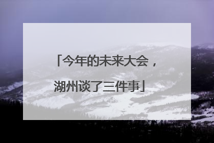 今年的未来大会，湖州谈了三件事