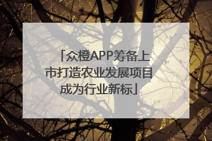 众橙APP筹备上市打造农业发展项目成为行业新标