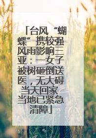 台风“蝴蝶”携较强风雨影响三亚：一女子被树砸倒送医，无大碍当天回家 当地已紧急清障