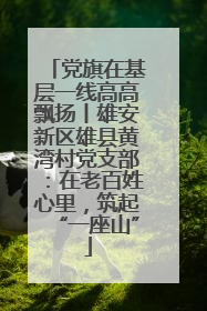党旗在基层一线高高飘扬丨雄安新区雄县黄湾村党支部：在老百姓心里，筑起“一座山”
