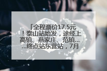 全程票价17.5元！泰山站始发，途经上高镇、燕家庄、范镇……终点站东营站，7月1日开通！