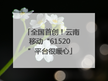 全国首创！云南移动“61520”平台很暖心