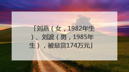 刘燕（女，1982年生）、刘波（男，1985年生），被悬赏174万元