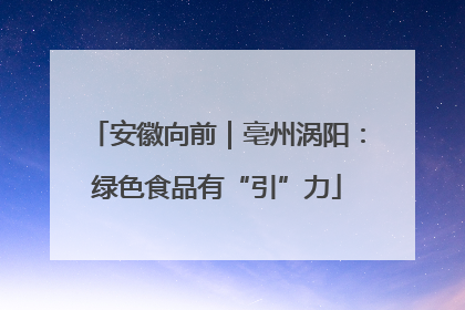 安徽向前｜亳州涡阳：绿色食品有“引”力