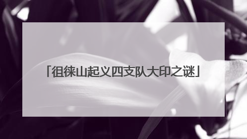徂徕山起义四支队大印之谜