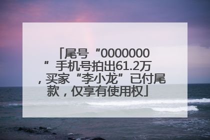 尾号“0000000”手机号拍出61.2万，买家“李小龙”已付尾款，仅享有使用权