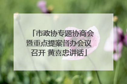市政协专题协商会暨重点提案督办会议召开 黄喜忠讲话