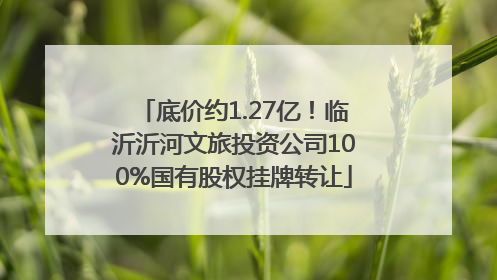 底价约1.27亿！临沂沂河文旅投资公司100%国有股权挂牌转让