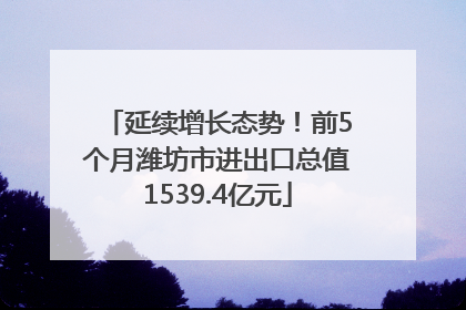 延续增长态势！前5个月潍坊市进出口总值1539.4亿元