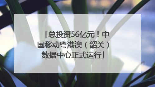 总投资56亿元！中国移动粤港澳（韶关）数据中心正式运行