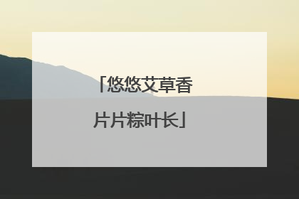 悠悠艾草香 片片粽叶长