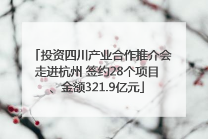 投资四川产业合作推介会走进杭州 签约28个项目、金额321.9亿元