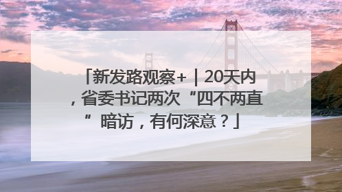 新发路观察+｜20天内，省委书记两次“四不两直”暗访，有何深意？