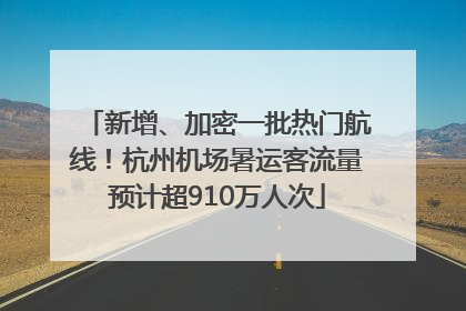 新增、加密一批热门航线！杭州机场暑运客流量预计超910万人次