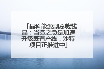 晶科能源副总裁钱晶：当务之急是加速升级既有产线，沙特项目正推进中