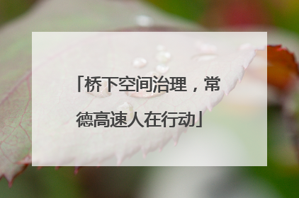 桥下空间治理，常德高速人在行动