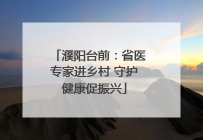 濮阳台前：省医专家进乡村 守护健康促振兴