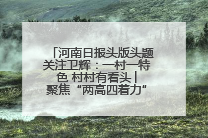 河南日报头版头题关注卫辉：一村一特色 村村有看头 ︳聚焦“两高四着力”·一“县”观察
