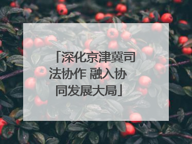 深化京津冀司法协作 融入协同发展大局
