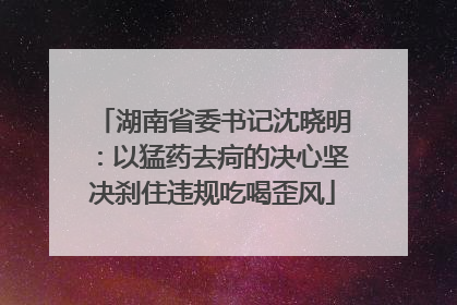 湖南省委书记沈晓明：以猛药去疴的决心坚决刹住违规吃喝歪风