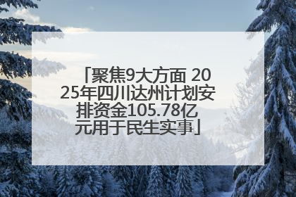 聚焦9大方面 2025年四川达州计划安排资金105.78亿元用于民生实事