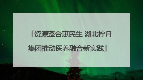 资源整合惠民生 湖北柠月集团推动医养融合新实践