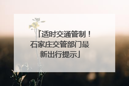 适时交通管制！石家庄交管部门最新出行提示
