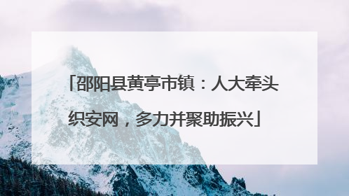 邵阳县黄亭市镇：人大牵头织安网，多力并聚助振兴