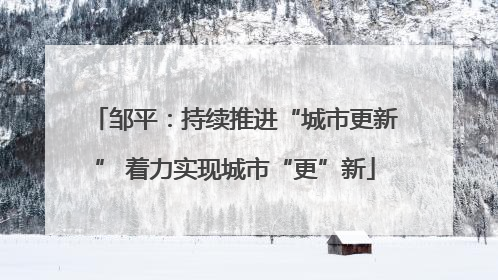 邹平：持续推进“城市更新” 着力实现城市“更”新
