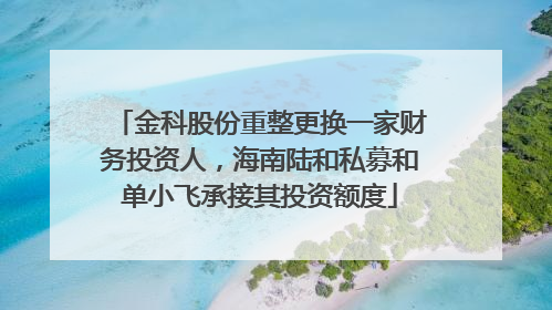 金科股份重整更换一家财务投资人，海南陆和私募和单小飞承接其投资额度