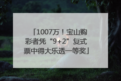 1007万！宝山购彩者凭“9+2”复式票中得大乐透一等奖