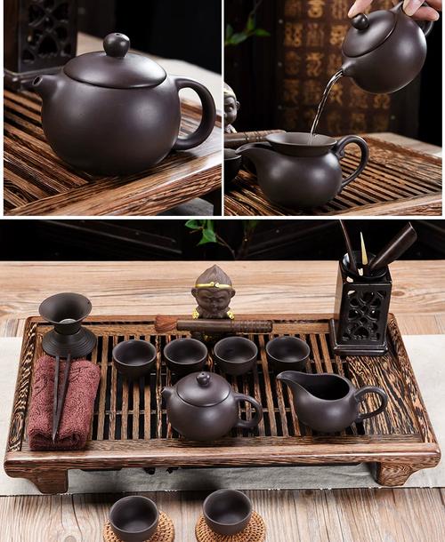言致 整套紫砂茶具套装鸡翅木实木茶盘储水茶台茶壶茶道茶杯抽屉